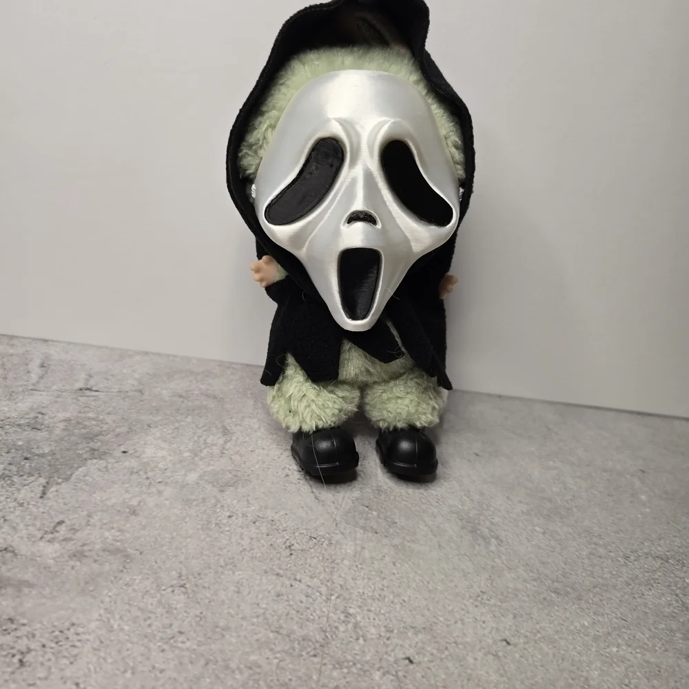 Labubu Costume with Silver Mask and Black Shoes